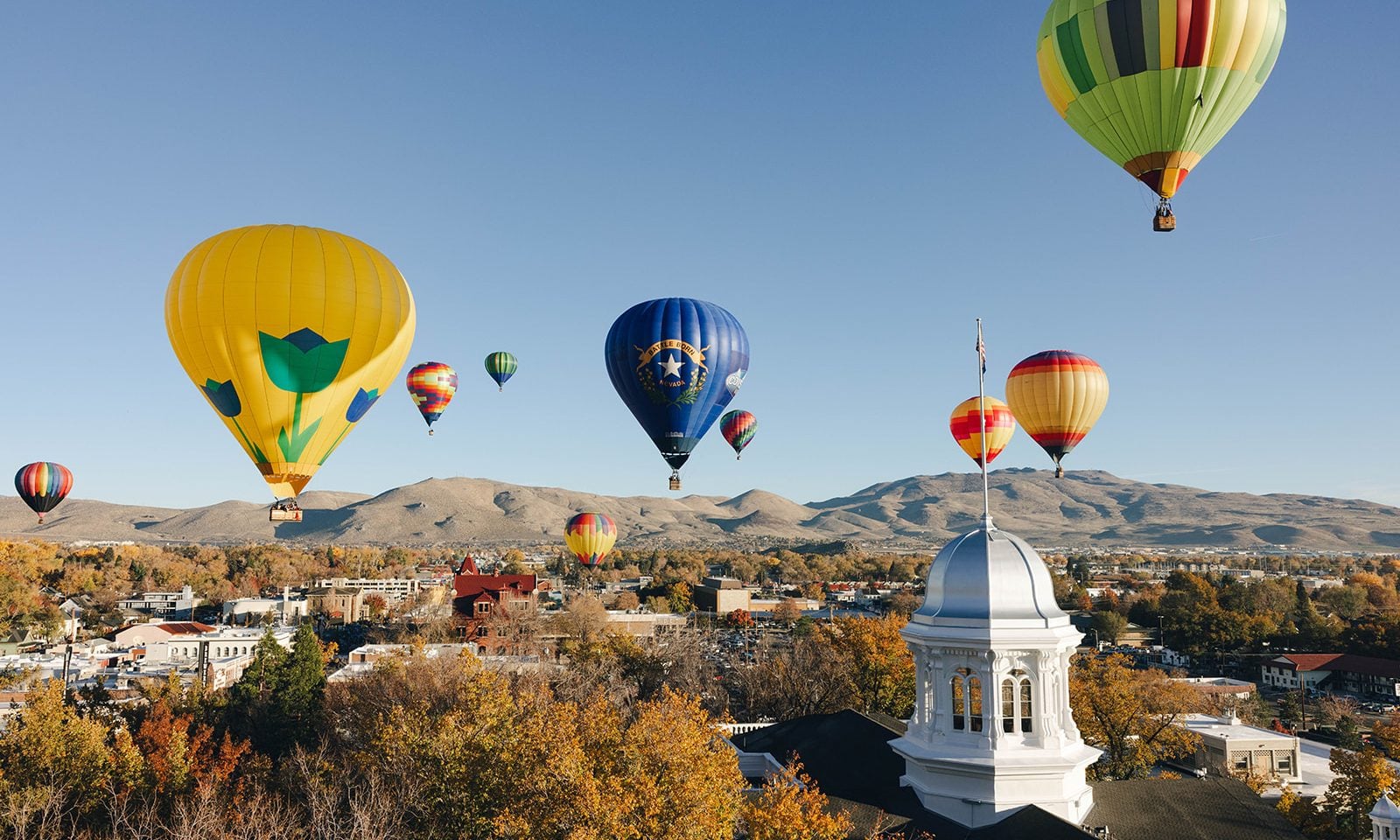 Colorful Hot Air Balloons Above the Capitol in Carson City, NV