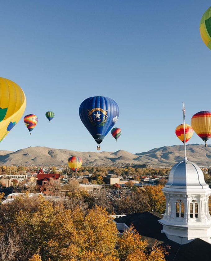Colorful Hot Air Balloons Above the Capitol in Carson City, NV